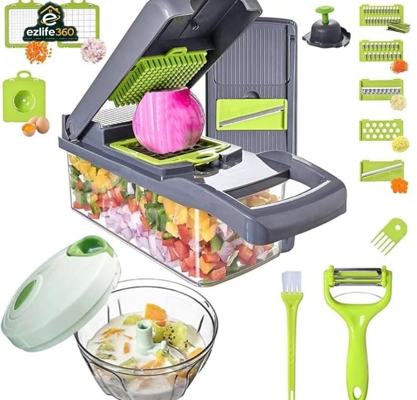 Vegetable slicer with box for clean kitchen preparation